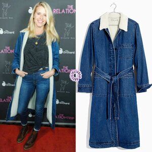 Madewell Denim + Sherpa Long Jacket Trench Coat Duster